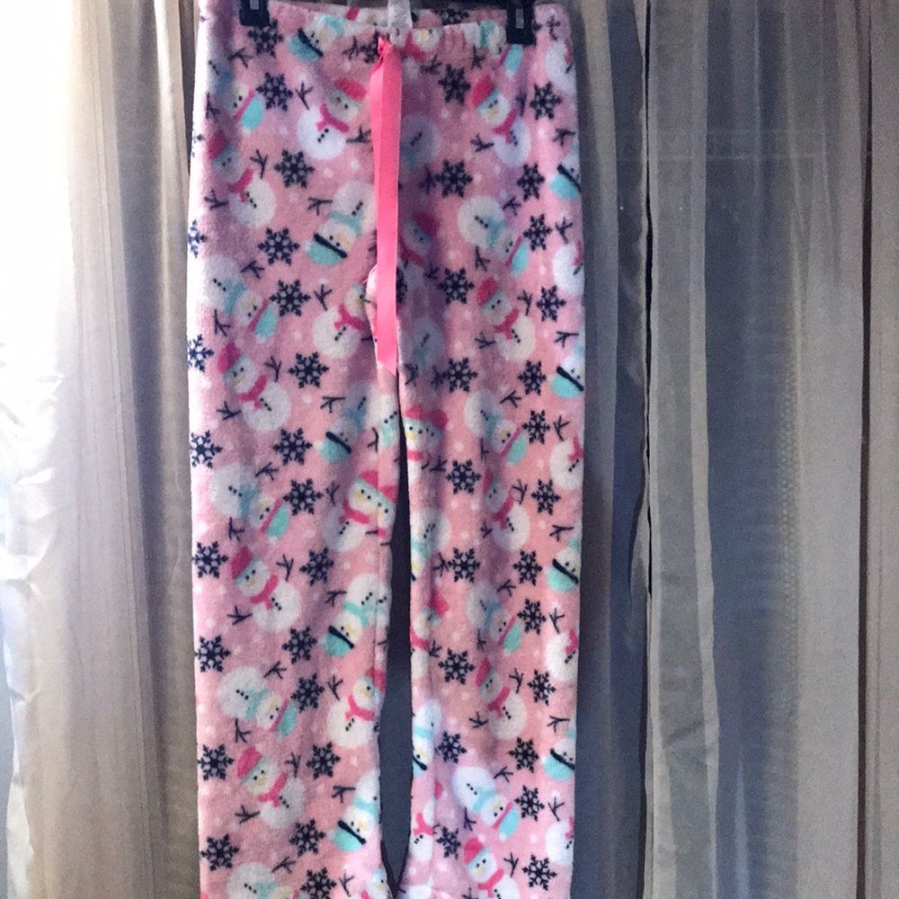 Gently used junior med plushy snowman pajama pants